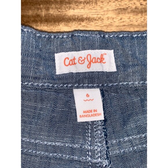 Cat & Jack Boys Blue Chambray Pull-On Shorts With Button & Zip Closure Size 6 - Picture 7 of 11